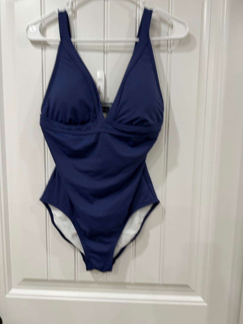 NWOT reyn spooner Deep Blue V-Neck One-Piece Swimsuit - Picture 2 of 5
